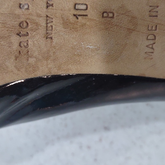 Kate Spade Black Patent Leather Peep Toe Heels Size 10 Medium - Picture 10 of 14